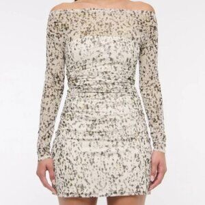NWT Abercrombie & Fitch Off The Shoulder Mesh Mini Dress Size XXS P XXSP